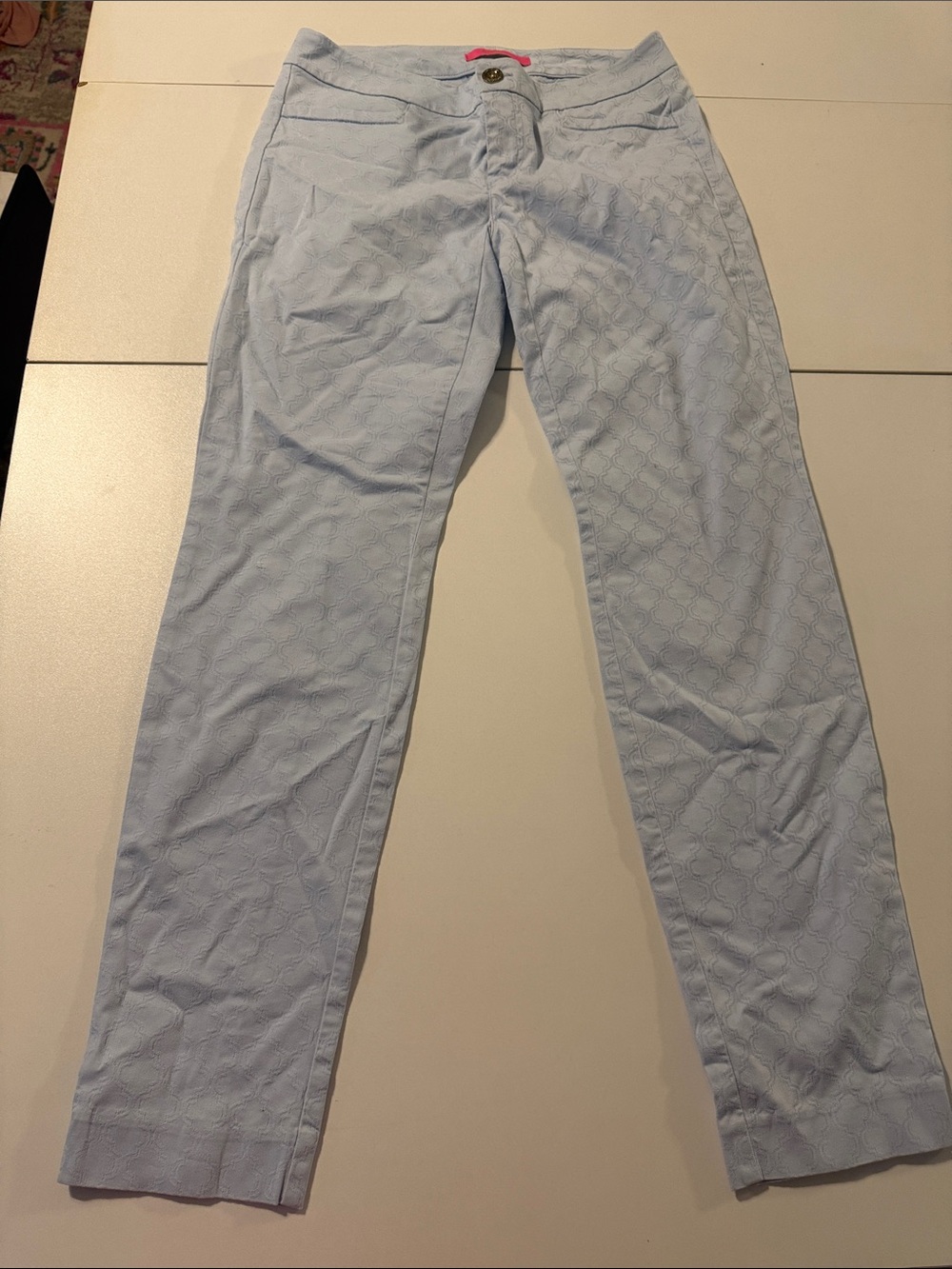 Lilly Pulitzer - Light Blue Skinny Slacks for Women — Subtle Pattern
